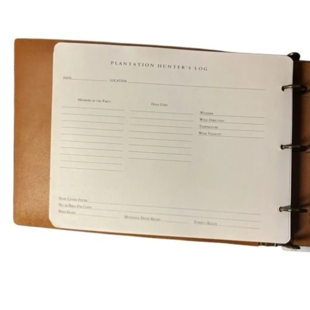 VTG Royden Inc Leather Plantation Hunter’s Log Book 3-Ring Binder Brass Hinge